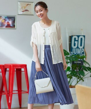 Tiaclasse 【洗える】楊柳バックフリルブルゾン オフホワイト