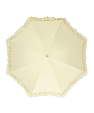 MOONBAT 【ランバン オン ブルー（LANVIN en Bleu）】晴雨兼用日傘　ビジュー付きオーガンジーフリル ライトイエロー