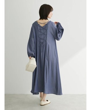 Green Parks ・ｆｕｒｒｙ　ｒａｔｅ　バックレースアップワンピース Light Gray