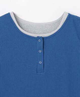 ANY 【2SET】ツインセットヘンリーネックタンクトップ ブルー×グレー