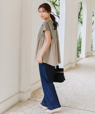 Tiaclasse 【洗える】バイオシルケット裾フリルプルオーバー グレージュ