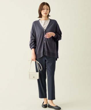 ANY 【6サイズ展開/ウエストゴム】イージーテーパードパンツ ネイビーストライプ