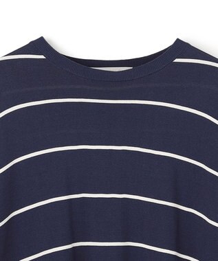 UNFILO L スゴ機能美ニット ハーフスリーブ ネイビーボーダー