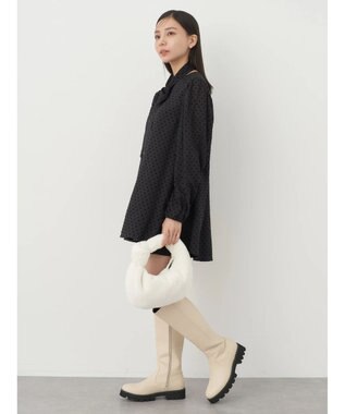 earth music&ecology ドットチュニック丈リボン付きワンピース Dot Black