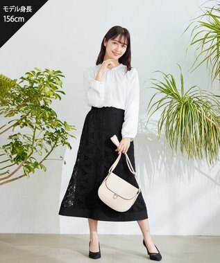 Tiaclasse L 【洗える】花柄レースマーメイドスカート ブラック