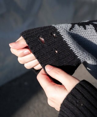 WEGO クロスダメージニットBIGブルゾン グレー