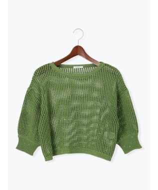 Te chichi スパンコールメッシュハーフスリーブニット《2025Autumn catalog item》 グリーン