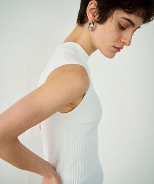 GRACE CONTINENTAL ハイネックリブニットトップ ホワイト