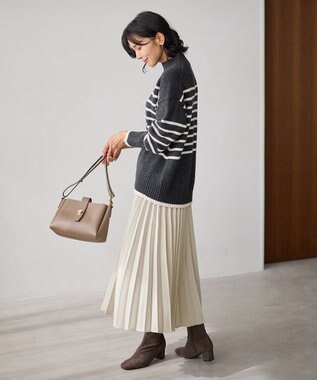 ANY 【大好評につき新色登場/洗濯機可/ウエストゴム】プリーツスカート オートミール