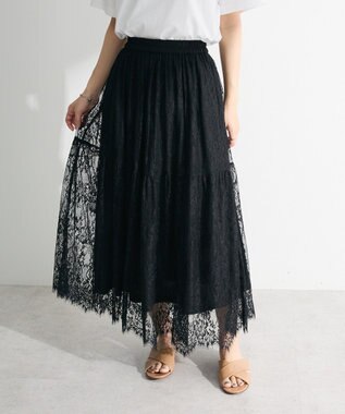 Green Parks ・ＥＬＥＮＣＡＲＥ　ＤＵＥ　レースティアードスカート Black