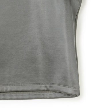 ICB L 【洗える】サテンボンディング クルーネックプルオーバー チャコール系