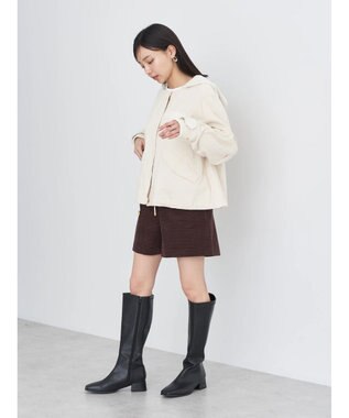 earth music&ecology パーカー付きミリタリーブルゾン Ecru