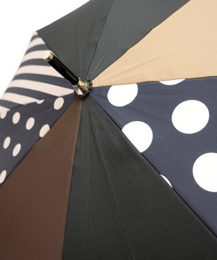 +RING レディース向け プラスリング 雨傘（長）60cm BLK/BRN T1402 黒