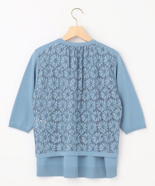 組曲 【2SET・WEB限定】フラワーレース5分袖ツイン ニット ブルー系