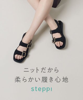 steppi 【洗える】バックルベルト サンダル ブラック