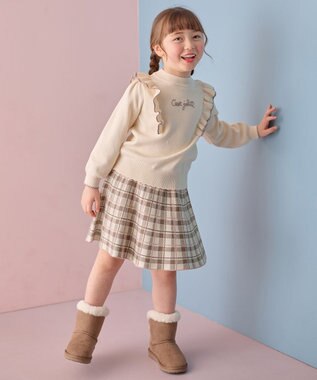 ANY KIDS 肩フリル しあわせタッチ ニット エクリュ