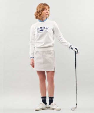 23区GOLF 【WOMEN】【ウォッシャブル】ロゴインターシャ ポリエステルニット ホワイト系