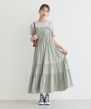 earth music&ecology ドロストシャーリングキャミワンピース Light Khaki