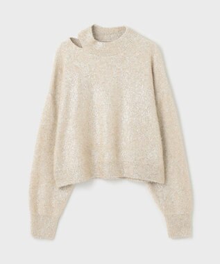 GRACE CONTINENTAL ラメフェザーニットトップ ゴールド