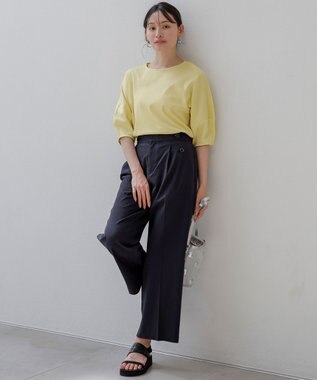 ANY SIS S 【撥水・汗ジミ防止・UVケア・洗える】スーピマスムース クロップド Tシャツ イエロー