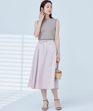 組曲 S 【WEB限定】エアリーフラワージャガード フレアスカート ピンクグレージュ系