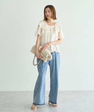YECCA VECCA リボンスリーブブラウス Off White
