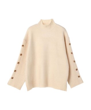 earth music&ecology 袖ボタンニットプルオーバー Ecru