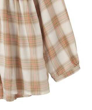 Green Parks 【しゃれシャツ】イージーケアＶネックチェックブラウス Beige