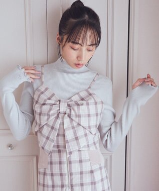 earth music&ecology 袖口刺繍リブニットプルオーバー Light Pink