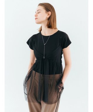 YECCA VECCA 【2点SET】マルチwayチュールオーバーキャミSET/Tee Black