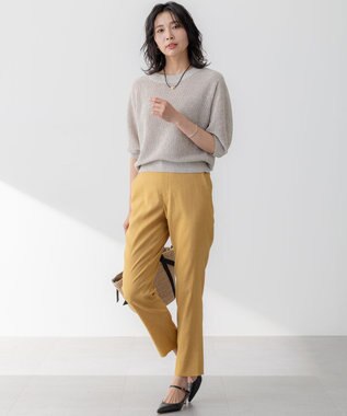 23区 【洗える】ピュアリネン パフスリーブ ニット ベージュ系