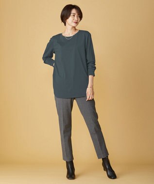 J.PRESS LADIES 【洗える】アルガンシルクチェック テーパード パンツ ライトグレー系3