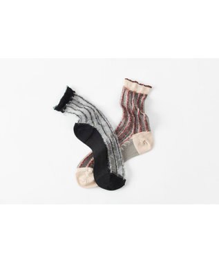 TRICOTE シースルーストライプラメソックス 99BLACK