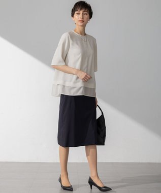 23区 【吸水速乾/UVカット/接触冷感】ストレッチジョーゼット シアーコンビ カットソー ベージュ系