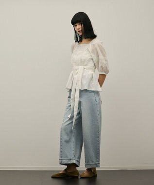 GRACE CONTINENTAL レースコンビピンタックブラウス ホワイト