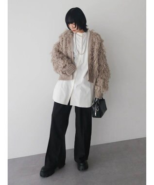 Green Parks レイヤードアソート柄シャツチュニック Off White