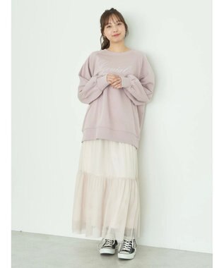 earth music&ecology 裏毛ロゴチュニック Pink Beige