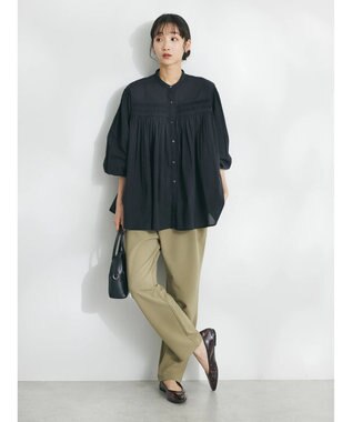 CRAFT STANDARD BOUTIQUE インド綿ピンタックブラウス Black