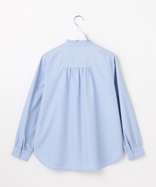 ANY SIS フリルスタンド シャツ ブルーストライプ
