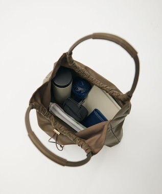 J.PRESS LADIES 【A4サイズ収納可】ドロストギャザー トート バッグ スレートブラウン系