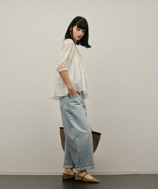 GRACE CONTINENTAL レースコンビピンタックブラウス ホワイト