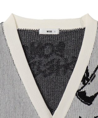 WEGO ベロアモールグラフィティカーディガン ホワイト