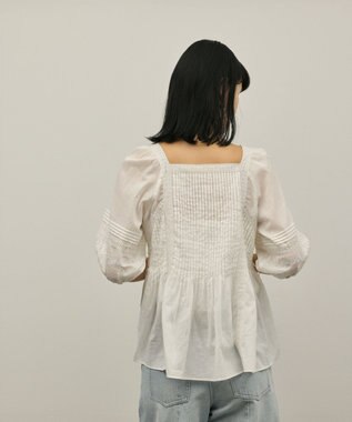 GRACE CONTINENTAL レースコンビピンタックブラウス ホワイト