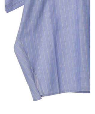 Green Parks 綿麻混スキッパーシャツ Stripe Sax