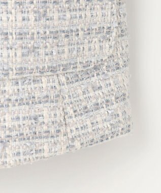 ANY SIS L ツイードノーカラーミドル ジャケット グレーミックス