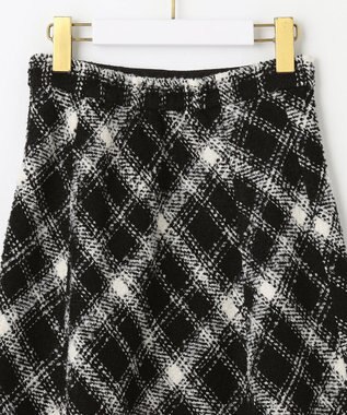 ANY SIS S 【低身長企画】ツイードチェックフレア スカート ブラック系