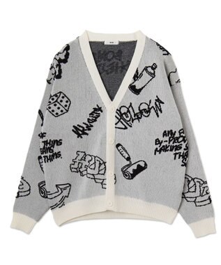 WEGO ベロアモールグラフィティカーディガン ホワイト