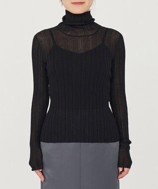 uncrave シアーニット タートルネック トップス（uncrave WHITE） ブラック