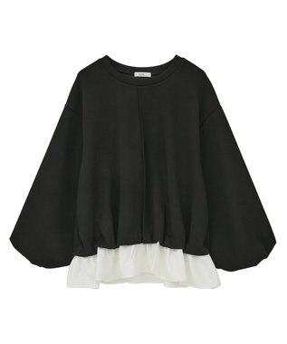 earth music&ecology フリルヘムドッキングプルオーバー Black