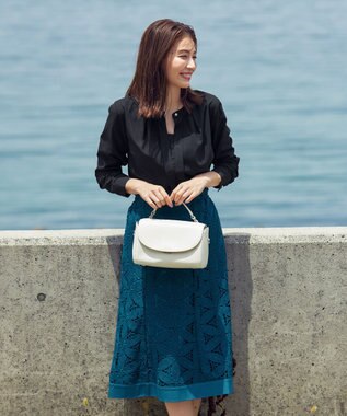 Tiaclasse L 【洗える】花柄レースマーメイドスカート ターコイズ